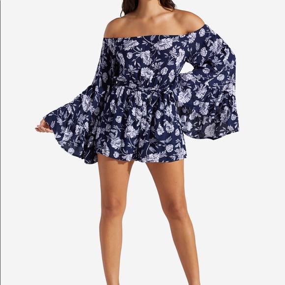 •Romper in Bloom• Off the Shoulder Floral Romper - Picture 4 of 7